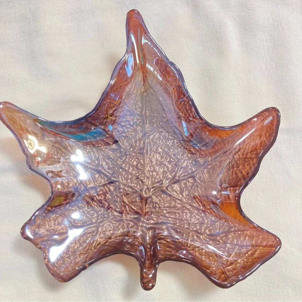 Maple Leaf Glass Dishes in Brown and Red